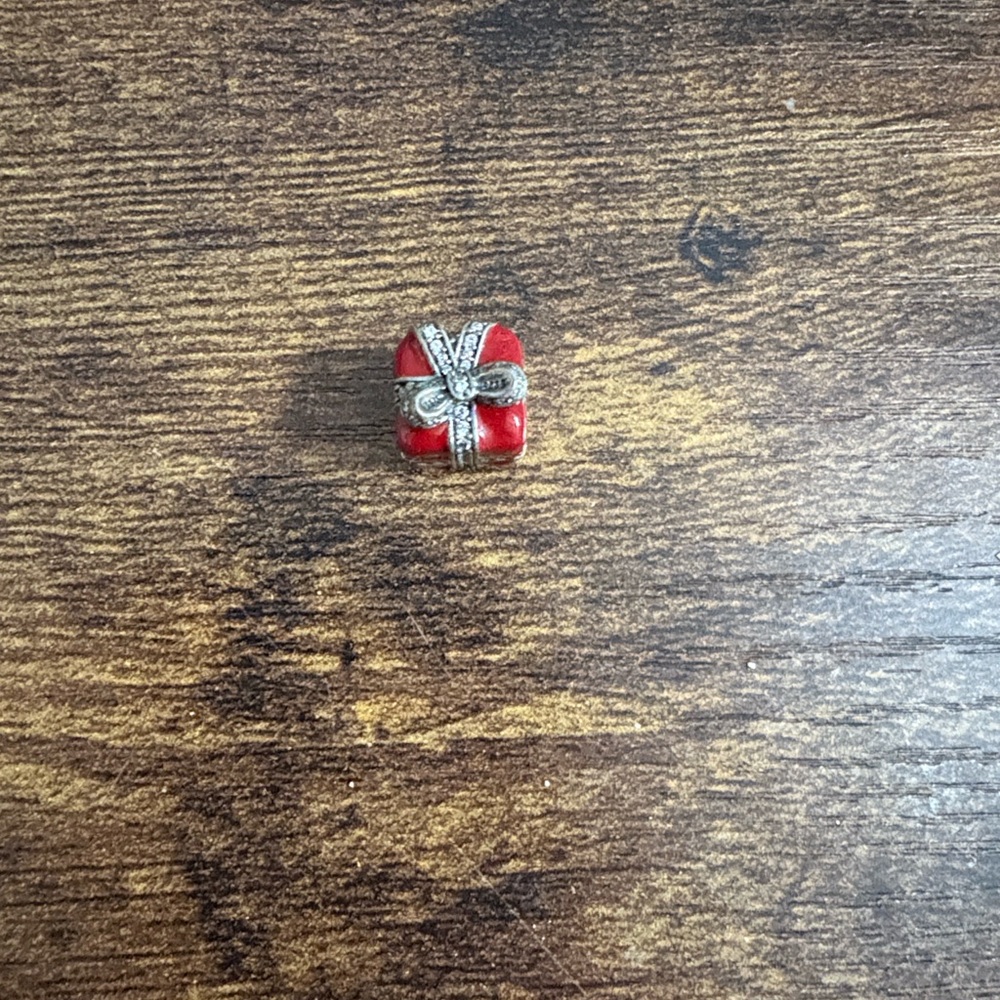Pandora Red Gift Box Charm with Silver Bow